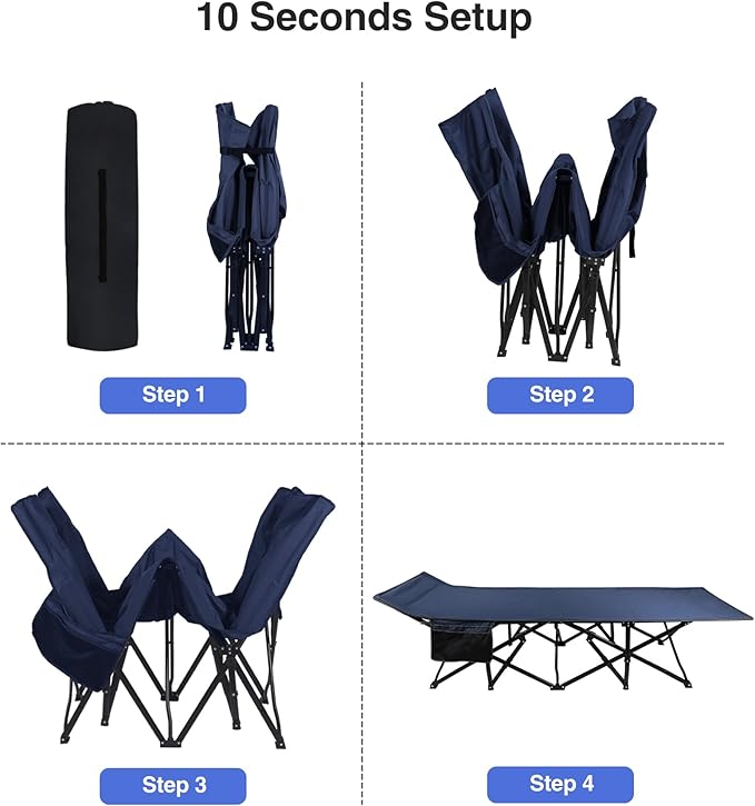 REDCAMP Oversized Heavy Duty Camping cots for Adults 500lbs, Extra Wide Tall Portable Sleeping Cots, XL Cots for Outdoor or Indoor Office, Blue