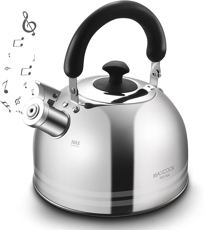 Whistling Tea Kettle, 3.17 Quart/3L Stainless Steel Tea Pot, Stove Top Tea Kettle,Induction Teakettle with Anti-Heat Handle (Mirror Polish)