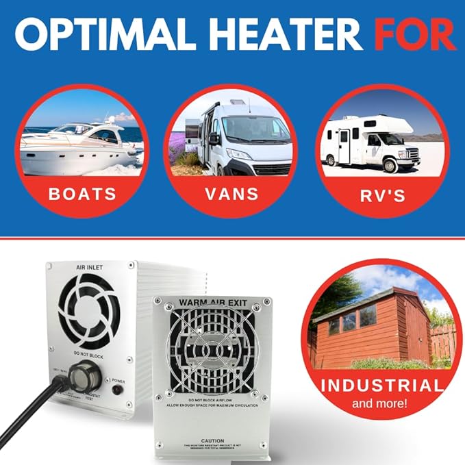 Boat Engine Compartment Heater | 400w Marine Certified Bilge Heater, Use For Winter Storage, Under RV, Freeze Protection, Well House, Campers, Greenhouses, & Boats