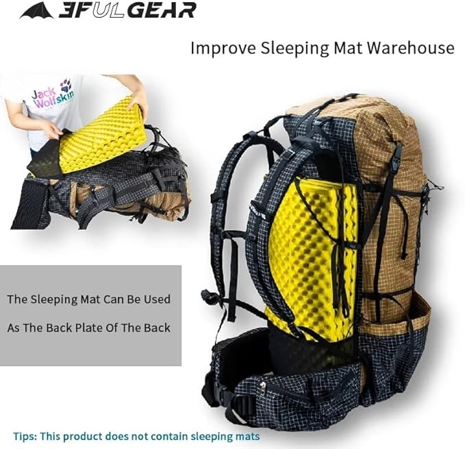 3F UL GEAR QiDian Pro UL 46+10L Backpack Outdoor Climbing Bag Camping Hiking Bags UHMWPE ultralight (Khaki)