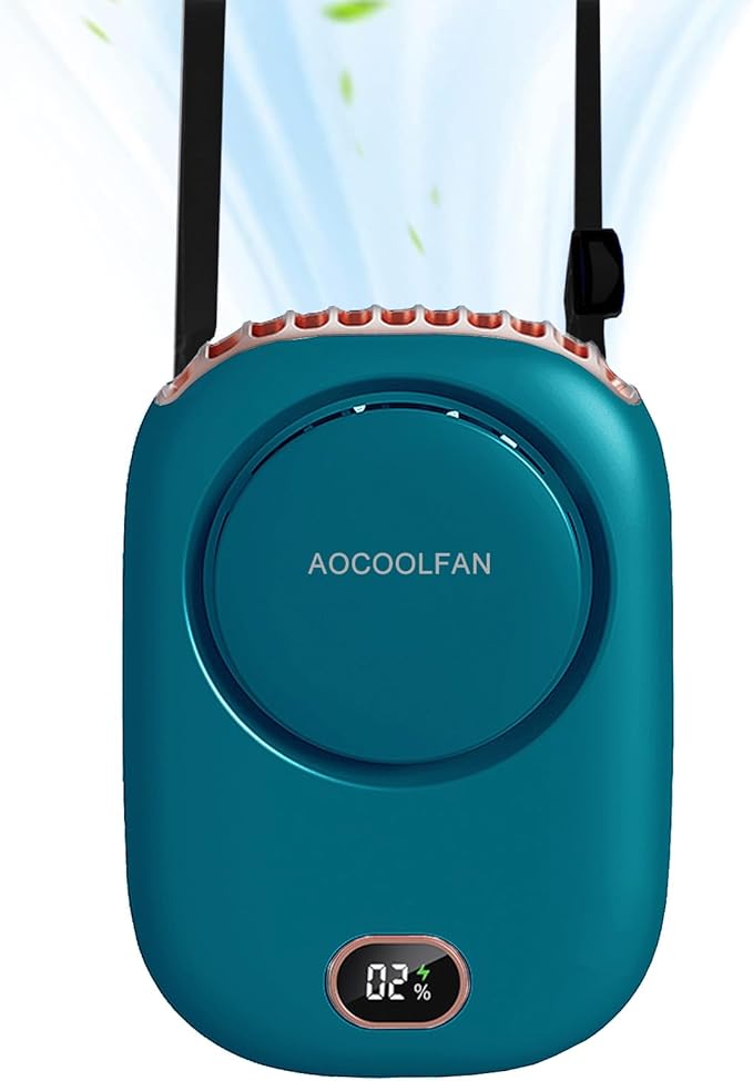 Portable Neck Fan, Mini Small Personal Handheld Fan USB Rechargeable 3 Speed for Girls Boys Woman Eyelash Travel Home Office Outdoor (Blue)