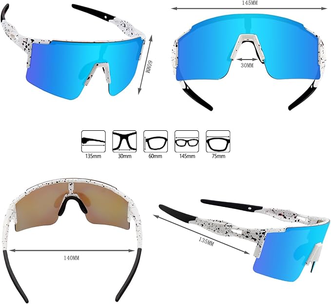 OULAIQI Cycling Sunglasses Polarized Sunglasses for Cycling Men Women with 1 Lens or 3 Interchangeable Lens Baseball Glasses