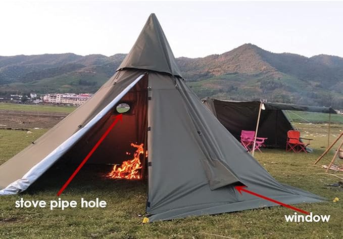 WINTENT Waterproof 4 Season Teepee Tent with Stove Jack for 4 Person Camping