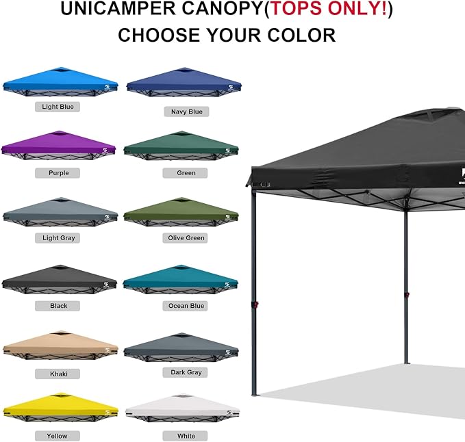 10x10 Pop Up Canopy Replacement Top Cover with Air Vent for Straight Leg Canopy Tent, Waterproof for Outdoor Garden Patio Camping Sun Shade(Top Only) (Black, 1)