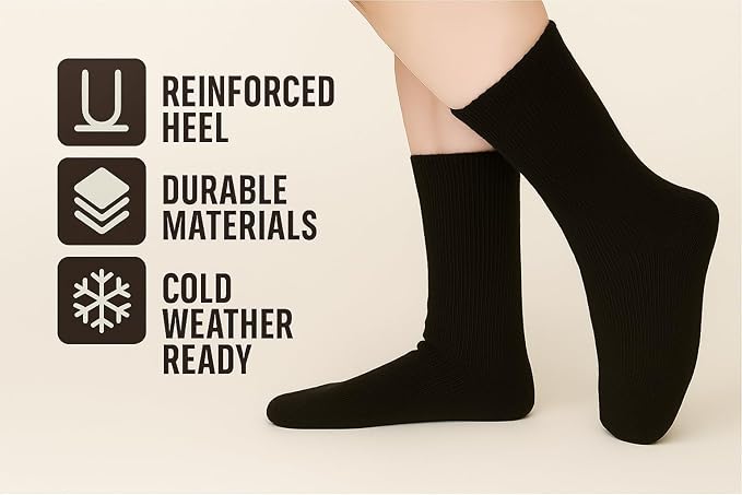 Thermal Hiking Socks – Cushioned, Insulated, Warm para Boots, Men & Women, One Size Fits Most 6-12, 2-Pack