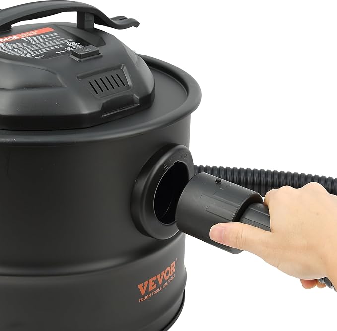 VEVOR Ash Vacuum Cleaner 4 Gallon with 1200W Strong Suction Ash Vac Collector with Wheels and 47.2-in Flexible Hose for Grills Fireplaces Pizza Ovens Log Burner Pellet Stoves Wood Stove