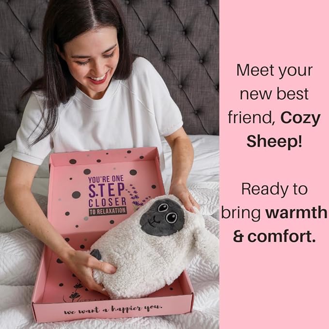 Microwave Heating Pad for Pain Relief - Cozy Sheep Microwavable Heating Pad Stuffed Animal for Cramps, Back Pain, Neck Shoulder, Muscles, Knee, Joints, Natural Heat Pack Moist Heat Gifts for Women