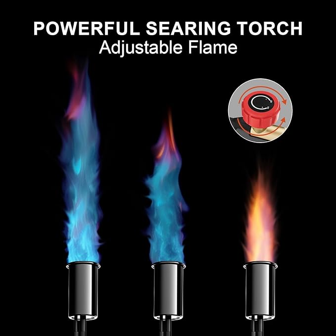 TONYFUL Powerful Propane Torch Grill Gun, Sous Vide, Adjustable Flamethrower Fire Gun with Safety Lock, Charcoal Torch Campfire Starter, Cooking Torch for Searing Steak & BBQ(Tank Not Included)