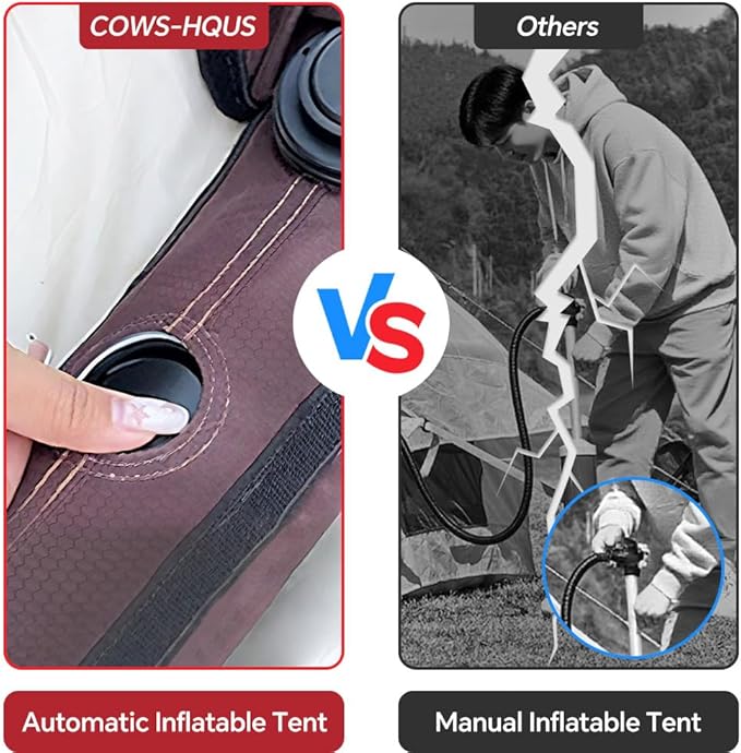 Automatic Large Tent for Camping 4 Person, Waterproof Tents for Camping, Windproof Inflatable Tents with Mosquito Screen Window, Camping Tent for Traveling, Beach