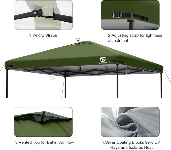 10x10 Pop Up Canopy Replacement Top Cover with Air Vent for Straight Leg Canopy Tent, Waterproof for Outdoor Garden Patio Camping Sun Shade(Top Only) (Olive Green, 1)