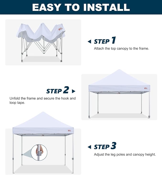 MASTERCANOPY Pop Up Canopy Tent Commercial Grade 10x10 Instant Shelter (White)