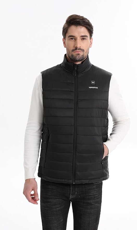 Venustas Men's Heated Vest with Battery, Up to 20 Hours of Warmth, Winter Quilted Vest for Outdoor