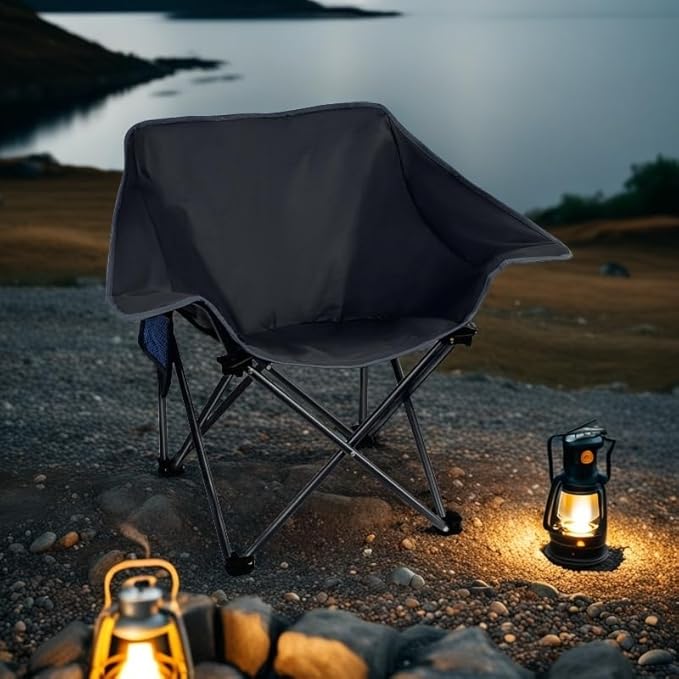 4 Pack Portable Camping Chair Compact Collapsible Outdoor Folding Sports Chairs for Adults Heavy Duty Camp Sporting Events Park Lawn 400 Lbs Black Black