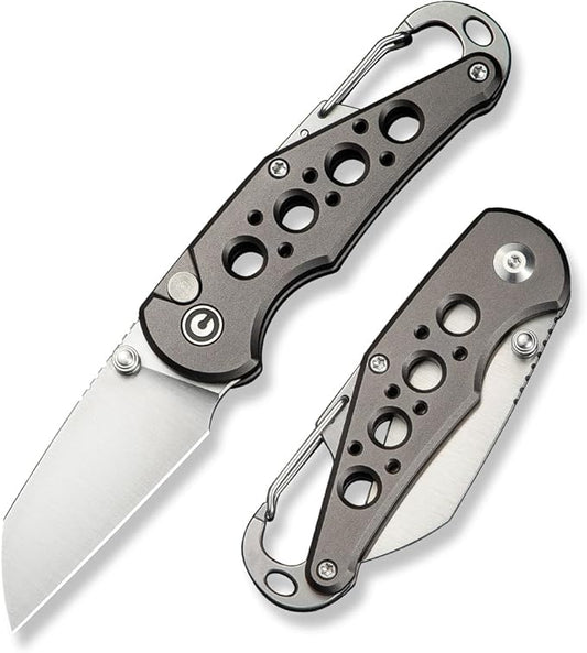 CIVIVI Pragma Folding Knife, Pocket Knife Multitool with EDC Carabiner, Bottle Opener, 2.2" Nitro-V Blade Aluminum Handle, Ideal Gift for Men Women C23062B-2 (Gray)