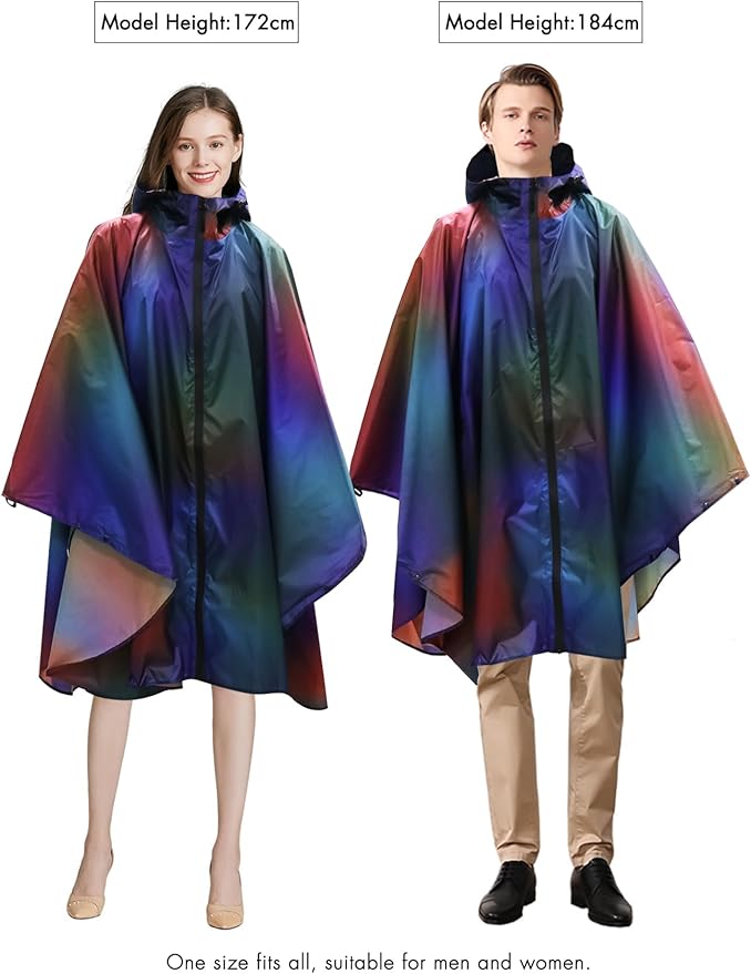 ANYOO Waterproof Rain Poncho Lightweight Reusable Hiking Hooded Coat Jacket for Outdoor Activities