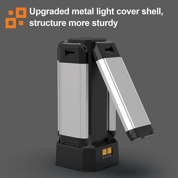 Upgraded Aluminum13200mAh Rechargeable Work Light with Folding Stand and Carrying Bag, 8000 Lumen Stepless Dimmable, White/Warm/Nature White with Detachable Tripod (No Tripod)