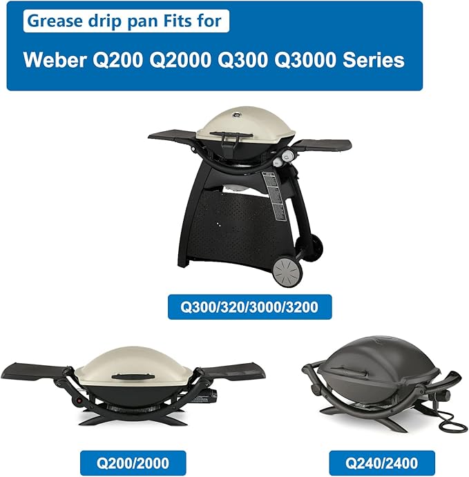 Uniflasy 80580 Catch Pan for Weber Q200 Q300 Q220 Q240 Q2000 Q2200 Q320 Grill, Drip Tray for Weber Q200/Q300 Series Grill with 6415 Aluminum Liner Replacement for Weber 41877, 15 Pack