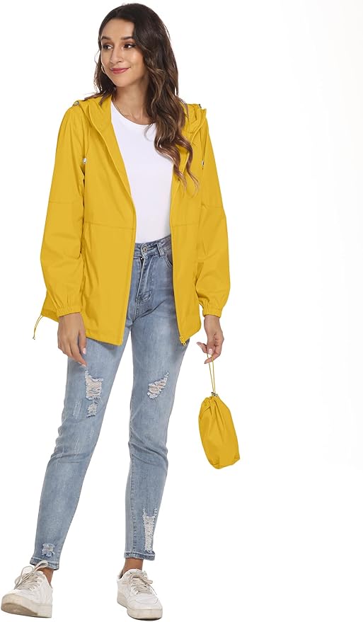TCOT Womens Rain Jackets Waterproof Windbreaker Jackets lightweight Portable Rain Coat