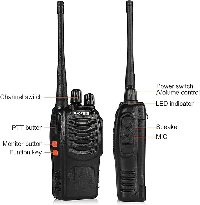 Walkie Talkies Baofeng 888S Radio Rechargeable Walkie-Talkies Long Range with Earpieces for Adults, 2 Way Radios Kids walkie talkies 10 Pack