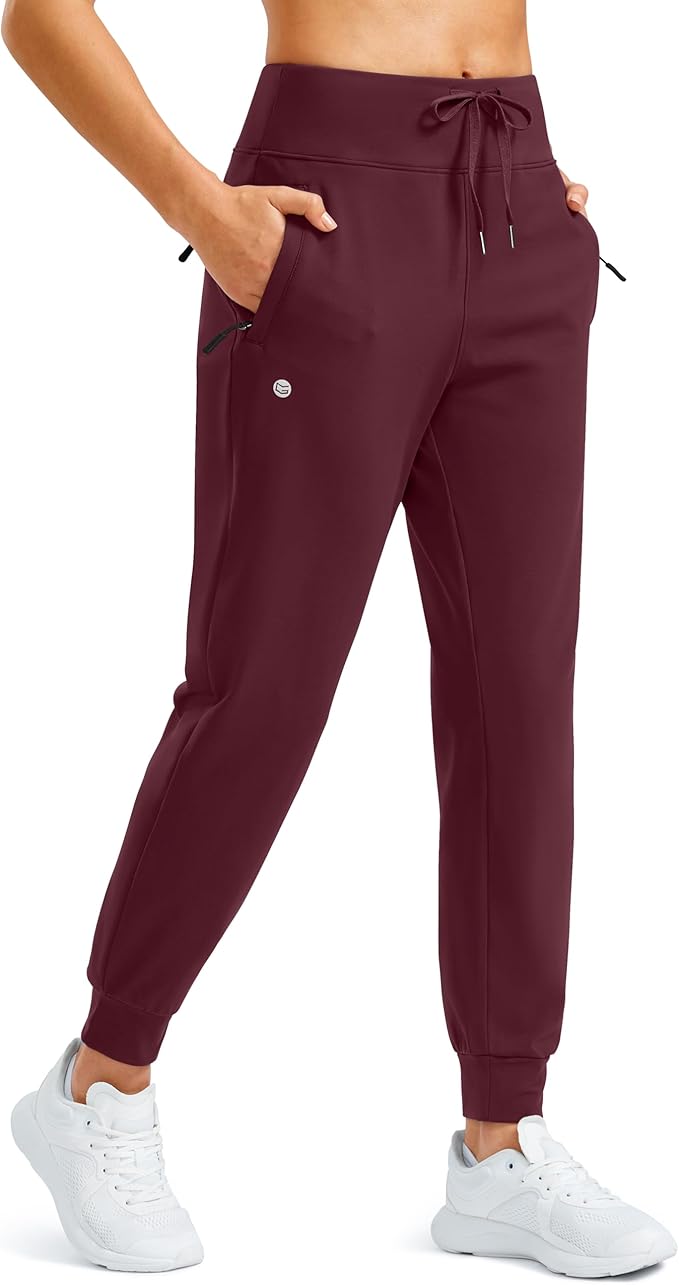 G Gradual Women's Fleece Lined Joggers Water Resistant Hiking Pants High Waisted Winter Thermal Sweatpants 3 Zipper Pockets