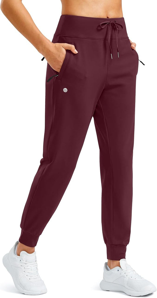 G Gradual Women's Fleece Lined Joggers Water Resistant Hiking Pants High Waisted Winter Thermal Sweatpants 3 Zipper Pockets