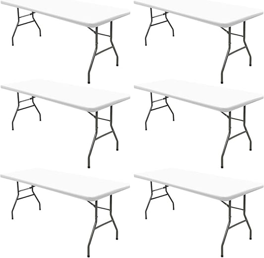 6 Pack Picnic Table Cover Fitted Tablecloths 8 Foot Rectangle Tables Elastic Waterproof Stretch Washable Patio Folding Outdoor Spandex Table Cloth for Camping Banquet and Parties (White,30" x 96")