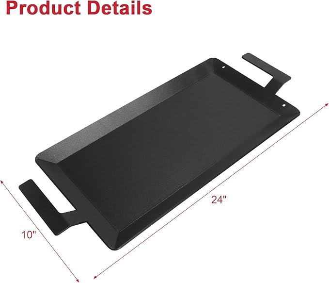 Carbon Steel Griddle for Stove Top Gas Grill, 24'' x 10'' Carbon Steel Flat Top Griddle for Induction Cooktop, Professional Cooking Griddle Pan for Made In Cookware