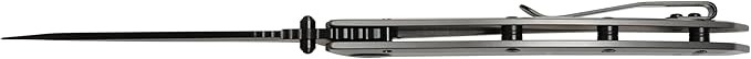 Kershaw Grid Pocketknife, 3.7" 8Cr13MoV Steel Drop Point Plain Edge Blade, Assisted One-Handed Flipper or Thumb Stud Opening, Frame Lock EDC,Grey/Black