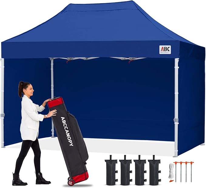 ABCCANOPY Easy Pop Up Canopy Tent with Sidewalls 10x15 Commercial -Series,Navy Blue