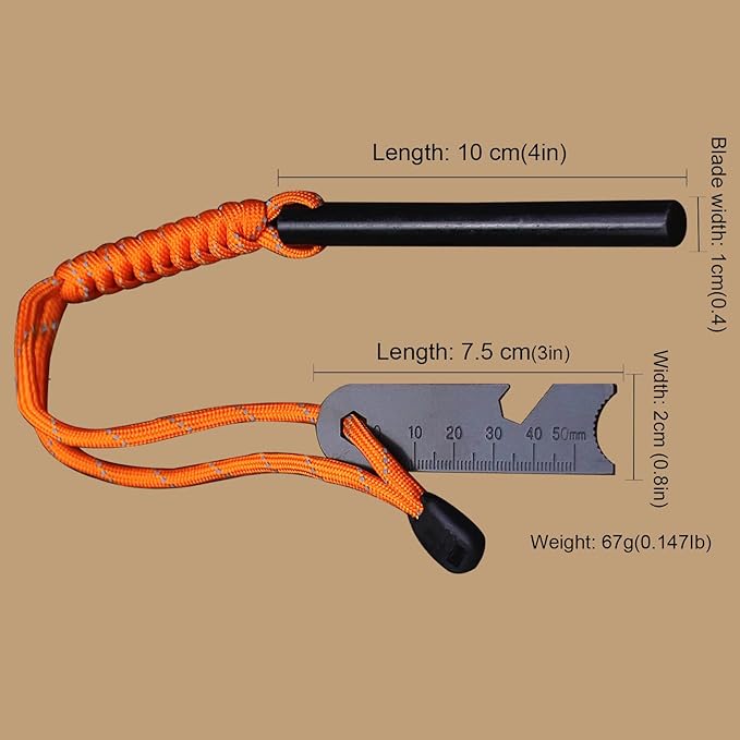 BA-KOR U.S.A 11 "DC53 Steel Hunting Knife & Sheath +4" Flint Fire Starter, Acidwood handle Jungle Survival Knife, Camping EDC tool knife