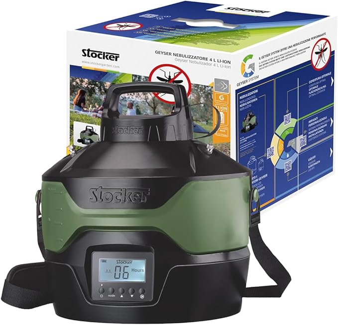Stocker Portable Insect Mister 4L + US Plug Adapter - Rechargeable, for Mosquitos, Flies, Gnats, Pest Misting - Great for Outdoor, Camping, Hiking, Backpacking, Backyard BBQ