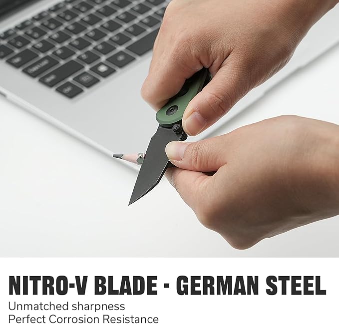 CIVIVI Pragma Folding Knife, Pocket Knife Multitool with EDC Carabiner, Bottle Opener, 2.2" Nitro-V Blade Aluminum Handle, Ideal Gift for Men Women C23062B-3 (Green)