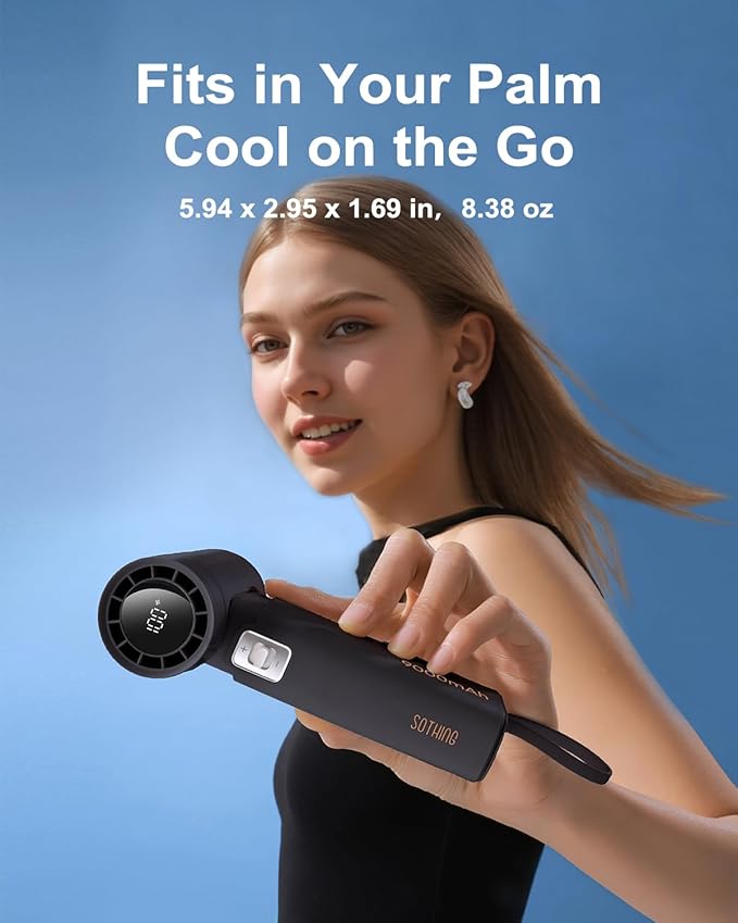 Handheld Fan - Portable Fan with Charger Power Bank, 9000mAh Rechargeable 18W Fast Charging, Type-C Input, 50000RPM High Speed Turbo Airflow for Travel Concerts Cruise Makeup, Black