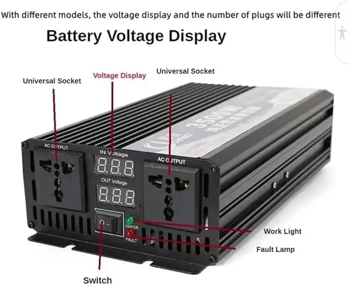 5000W Power Inverter Pure Sine Wave, 12V to 110-120 Volts, Dual AC Outlets, Hardwire Kit Including for Car Truck RV Outdoor, Camping, Boat, Home,Office Solar System(12, Volts) (5000W)