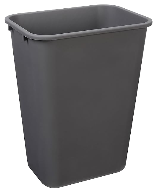 Amazon Basics Rectangular Commercial Office Wastebasket, 10 gallons (Pack of 1), Grey (Previously AmazonCommercial brand)