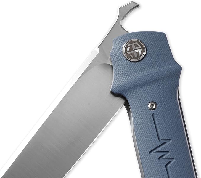 Petrified fish PFB04 Tena Folding Knife, 3.82" D2 Black Stonewashed Blade Carbon Fiber Handle Pocket Knife for EDC Camping Outdoor (Carbon Fiber Black Stonewashed)