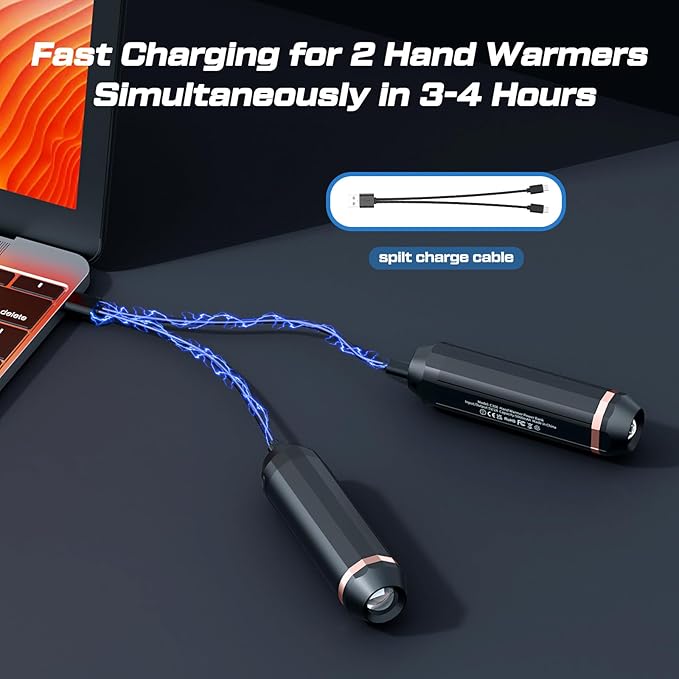 3-in-1 Hand Warmers Rechargeable 10000mAh, Electric Hand Warmer with Power Bank, Flashlight, 2 Pack 360°Heating Portable Pocket Heater, Gifts for Men, Women, Hunting, Camping Accessories