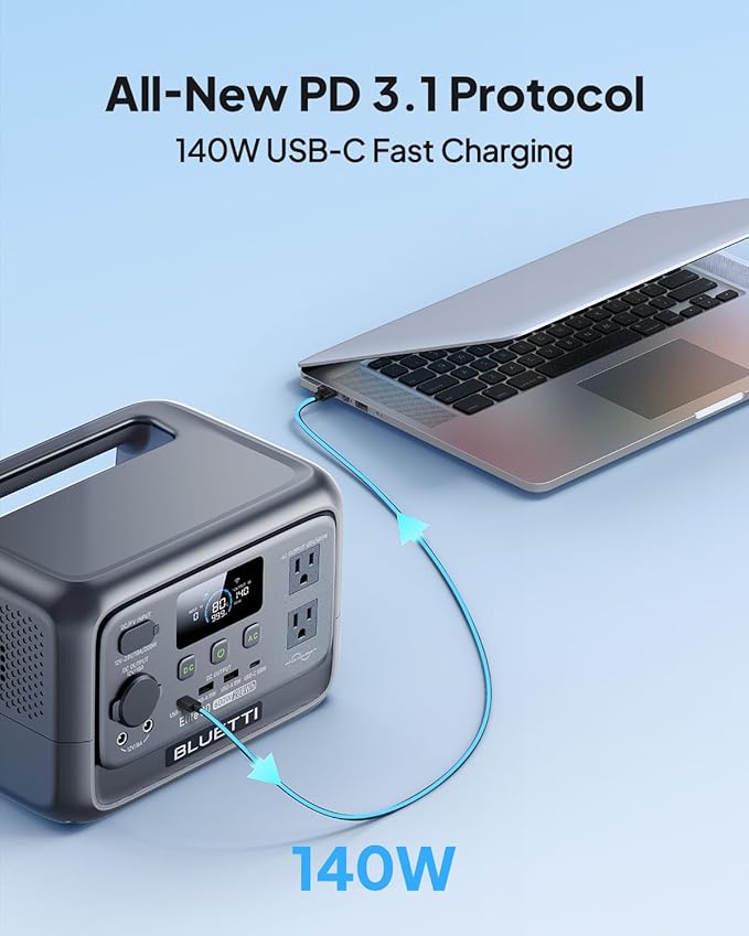 BLUETTI Elite 30 V2 Portable Power Station, 288Wh Solar Generator, 600W AC Outlets (Power Lifting 1500W), 0-100% in 70 Min, LiFePO4 Battery Backup for Camping, Road Trip, Outage (Solar Panel Optional)