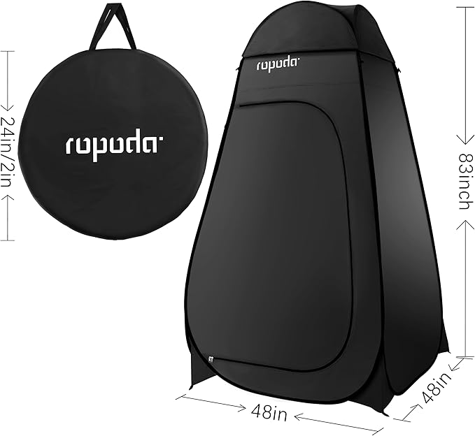 ROPODA Pop Up Tent 83inches x 48inches x 48inches, Upgrade Privacy Tent, Porta-Potty Tent Includes 1 Removable Bottom, 8 Stakes, 1 Removable Rain Cover, 1 Carrying Bag