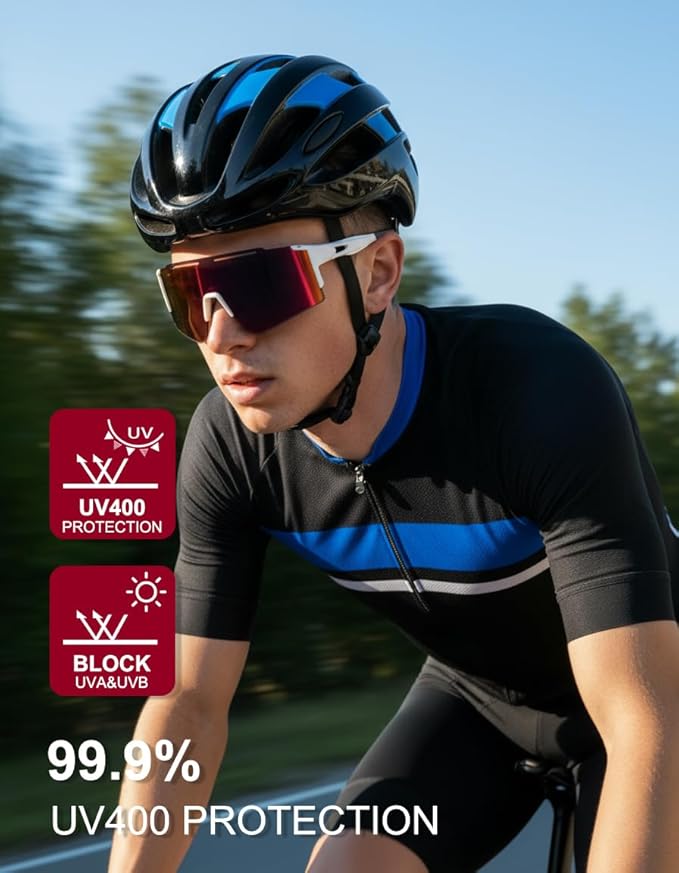 OULAIQI Cycling Sunglasses Polarized Sunglasses for Cycling Men Women with 1 Lens or 3 Interchangeable Lens Baseball Glasses
