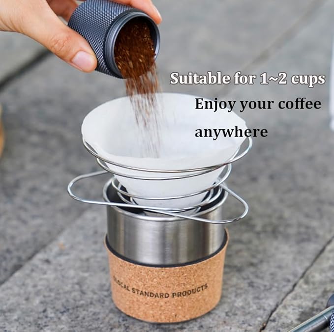 MERMOO YILAN Pour Over Coffee Dripper, for 1~2 Cups, Collapsible Folding Stainless Steel Coffee Maker, Comes with Storage Bag for Camping, Travel, Backpacking