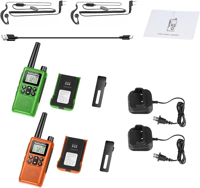 Walkie Talkies Long Range with Call Alert NOAA Dual Watch Flashlight LCD Display VOX 22 Channels, Walkie Talkies for Adults with Charging Dock and Earpieces Li-ion Battery(2 Pack)