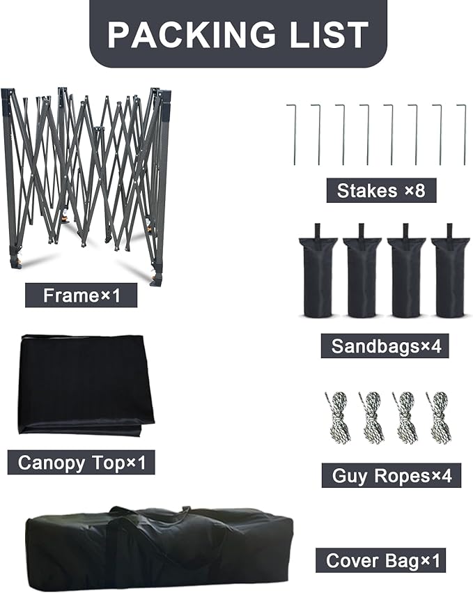 10x10 Pop Up Canopy Tent, Instant Outdoor Canopy with Sand Bags Waterproof Sun Shade Easy Up Tents for Parties,Canopy for Camping Beach Parties