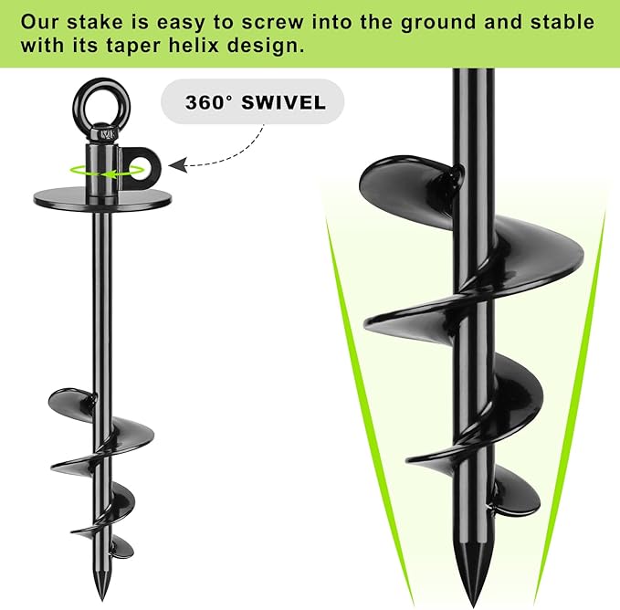 Dog Tie Out Cable and Stake, 50ft Chew Proof Stainless Steel Cable, 15" Heavy Duty Dog Anchor for Dogs Up to 125lbs, No Tangle, Dog Runner for Yard and Camping