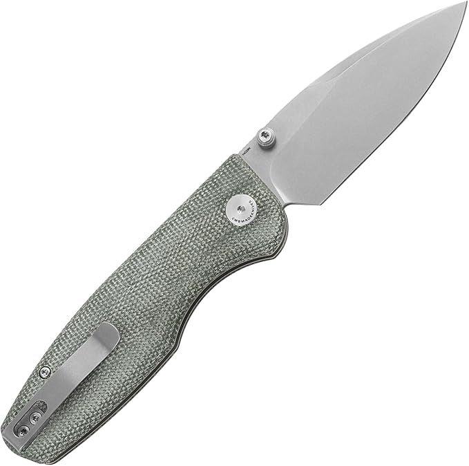 CMB Predator V3 Pocket Folding Knife for EDC with 3.42" Micarta Handle 14C28N Steel Blade Camping Hiking Knife with Pocket Clip for Men Women CMB-19 (CMB-19A)