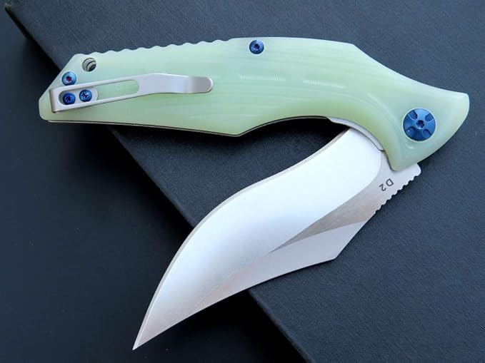 Eafengrow EF924 Folding Knife D2 Steel Blade + G10 Handle camping Knife Outdoor EDC TOOL (Jade)