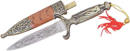 SZCO Mongolian Boot Dagger Camping Knife 7.75 Inch - Hunter Knife with Decorative Metal Handle, Stainless Steel Blade & Sheath - Pocket Knife for Hiking, Camping & Outdoor Uses - Knives for Men