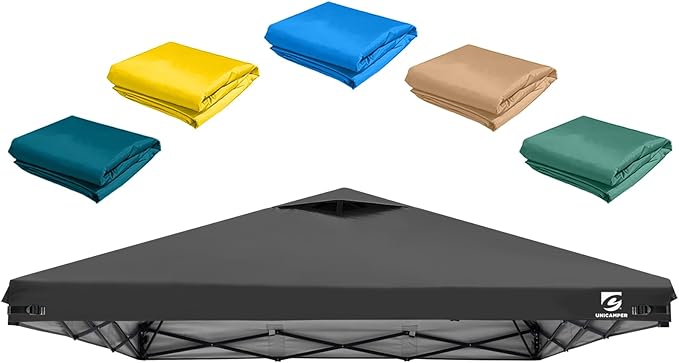 10x10 Pop Up Canopy Replacement Top Cover with Air Vent for Straight Leg Canopy Tent, Waterproof for Outdoor Garden Patio Camping Sun Shade(Top Only) (Black, 1)