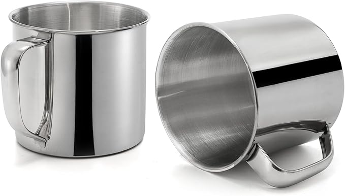 6 Pack Stainless Steel Coffee Mug with Handle, 18.5 Oz Metal Camping Coffee Cup, Unbreakable Portable Hiking Cup Tea Water Drinking Cups for Outdoor Travel, Picnics, Hot Cold Drinks