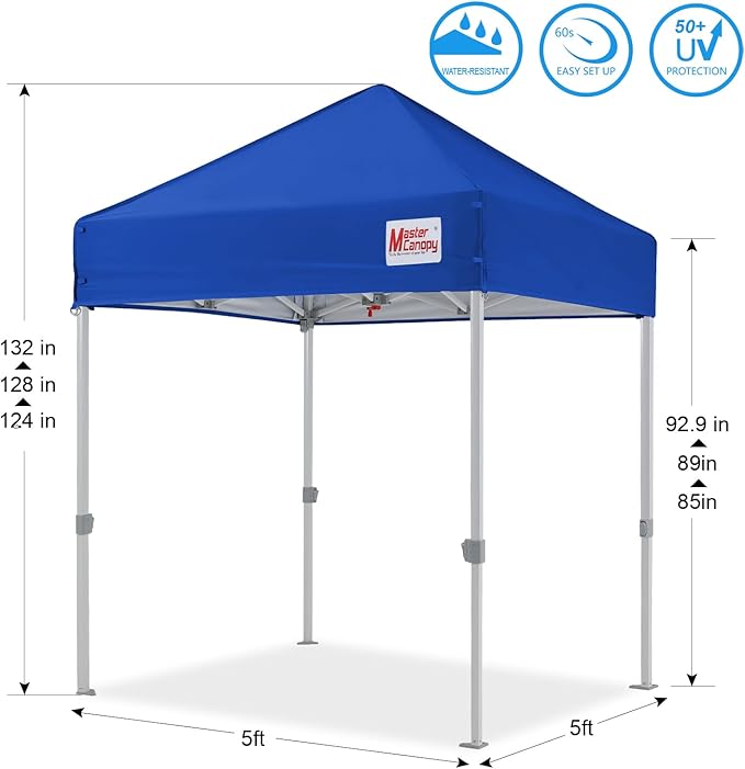 MASTERCANOPY Pop Up Canopy Tent Commercial Grade Instant Shelter (5x5, Blue)